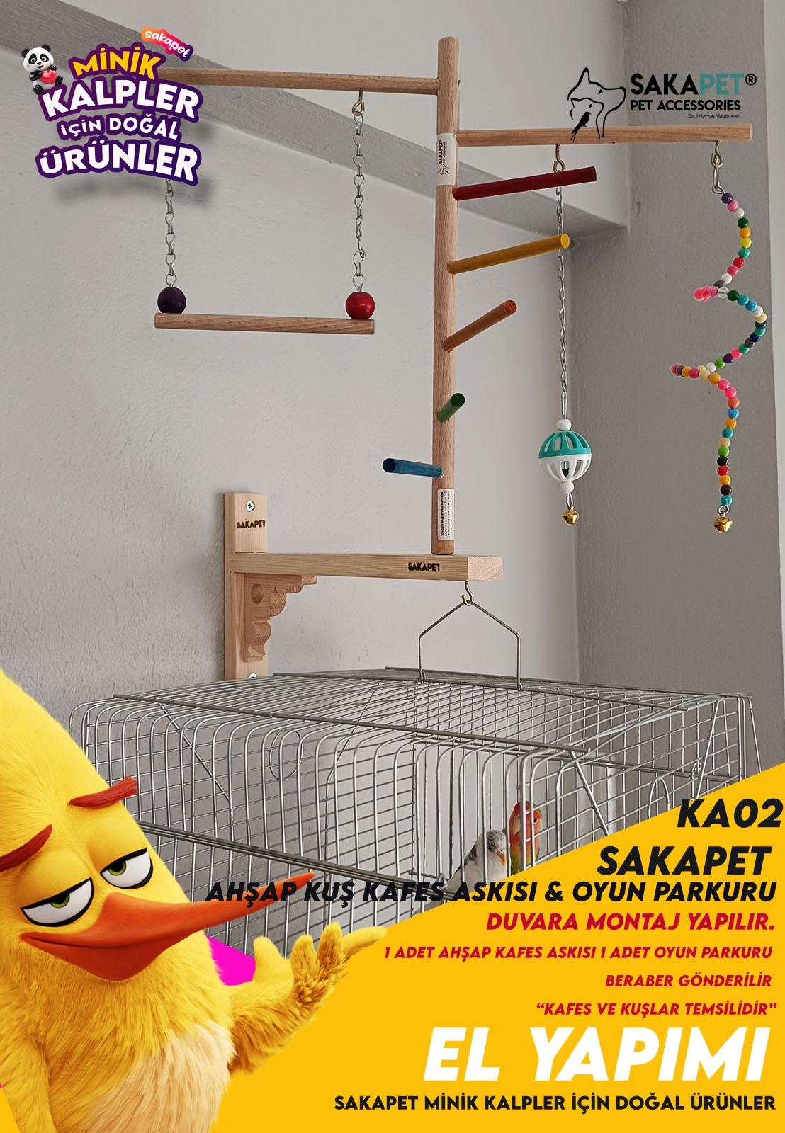 Dekoratif Ahşap Kuş Kafes Askısı Ve Oyun Parkuru
