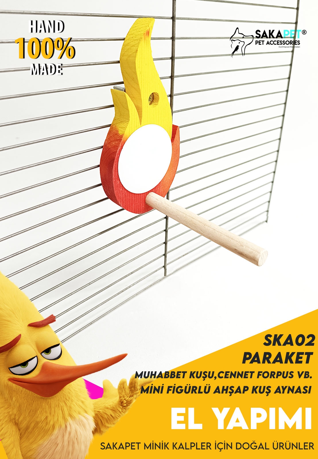 SKA01 - Mini figürlü Kuş Aynası SKA02 ALEV  Modelli 