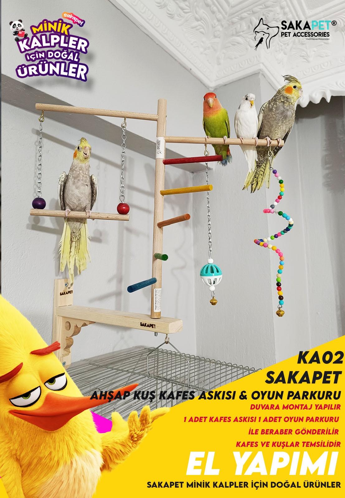 Dekoratif Ahşap Kuş Kafes Askısı Ve Oyun Parkuru