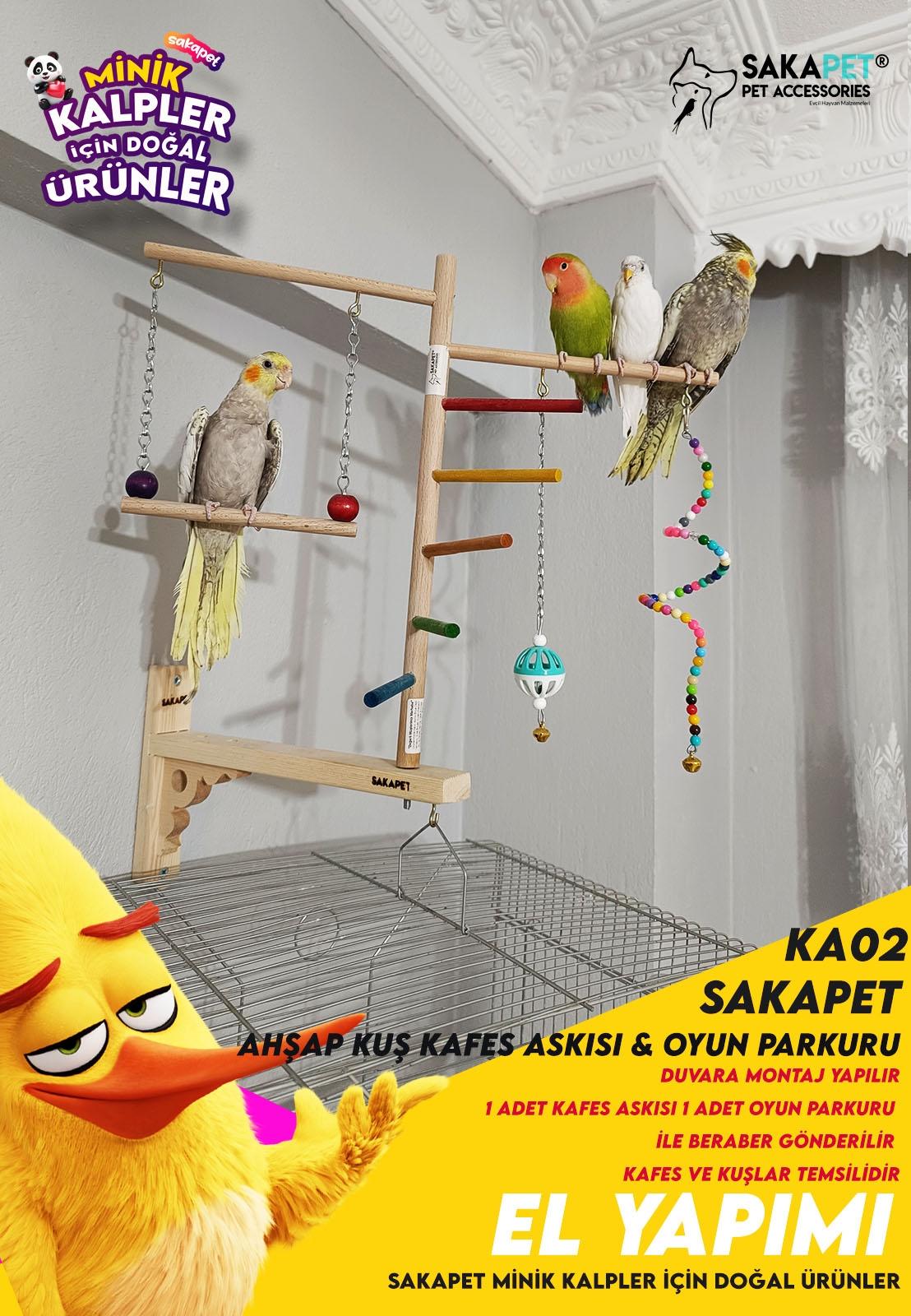 Dekoratif Ahşap Kuş Kafes Askısı Ve Oyun Parkuru