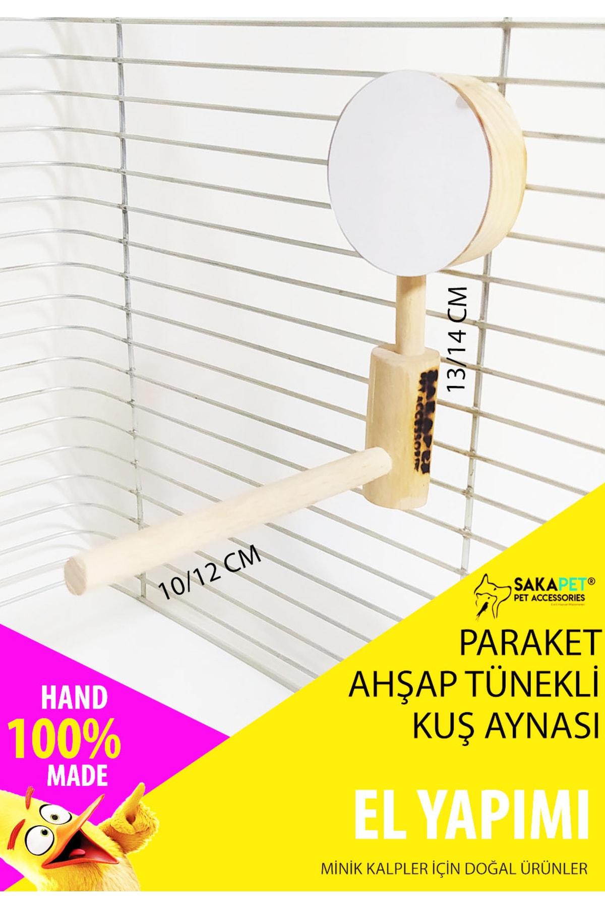Ahşap Mini Kuş Aynası Model 2