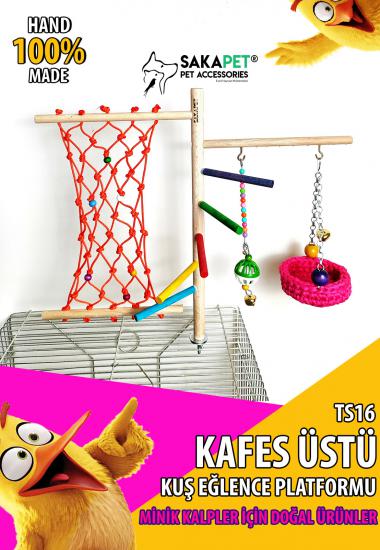 Kafes Üstü Tırmanma Halatlı Örgü Yataklı Kuş Eğlence Platformu Muhabbet kuşu Cennet Forpus V.b