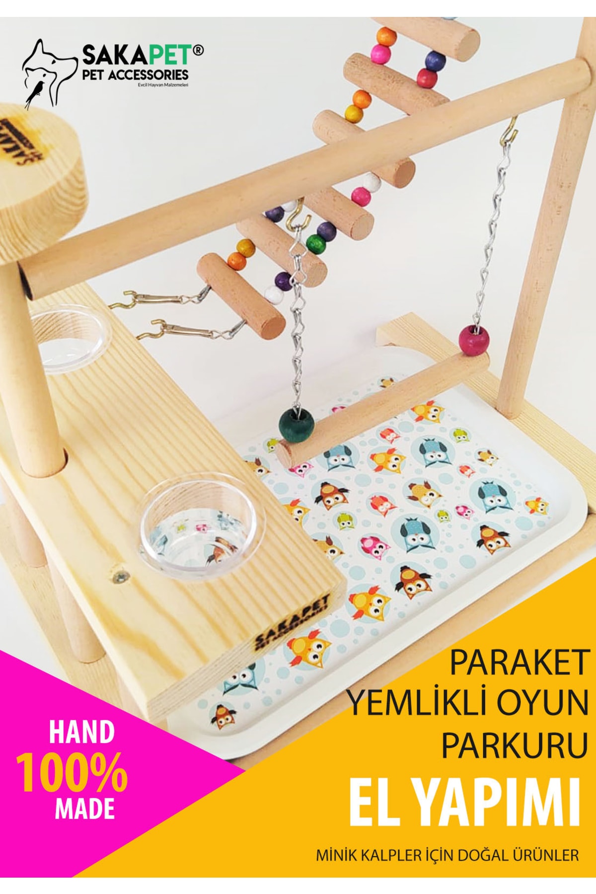 Paraket%20Kuş%20Yemlikli%20Eğlence%20Parkuru%20Doğal%20Masif%20Ahşap