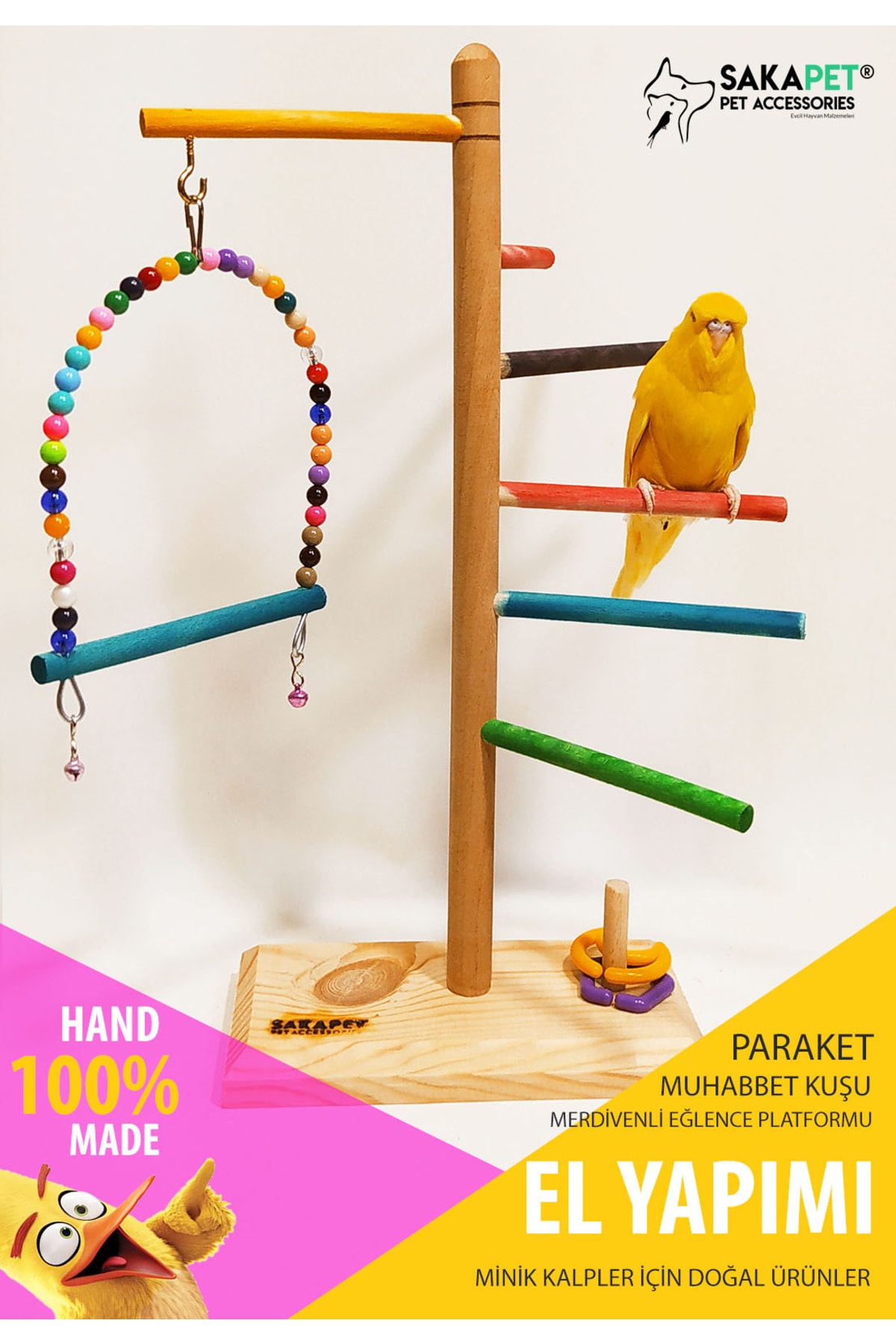 Kuş Eğlence Parkuru Merdivenli Zeka Oyunlu & Salıncaklı